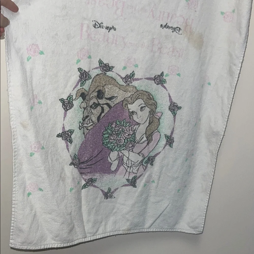 Vintage Disney beauty and the beast Towel with Purple and Green Accents